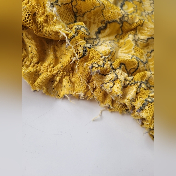 Zara Ruffle Lace Balloon Sleeve Yellow Top Small - Picture 4 of 8